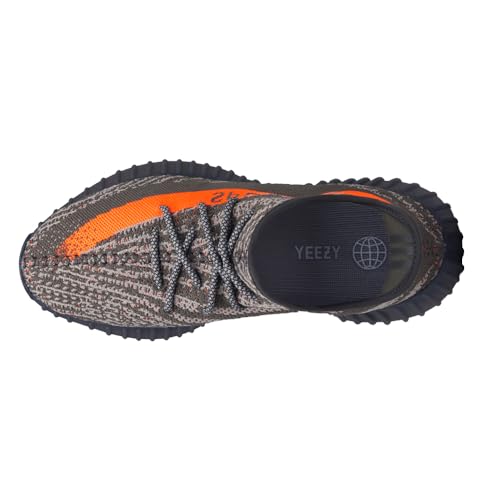 adidas Men's Yeezy Boost 350 V2 Sneakers, Carbon Beluga/Steeple Gray/Solar Red, 7.5 M US3