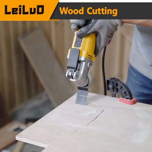 LEILUO 32 Pcs Multitool Blade Kit for Wood Nails Japanese Tooth Oscillating Saw Blades Titanium Oscillating Tool Blade with Storage Bag Compatible with DeWalt Dremel Makita and More
