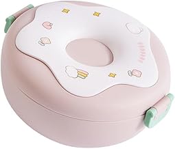 Acouto Bowl Forma de Donut Calentable con Tapa Tenedor Cuchara Contenedor de Almuerzo de Plástico para Oficina Escuela Púrpura Fácil de Preparar su Comida y Son CALENTABLES Calientes Mientras que