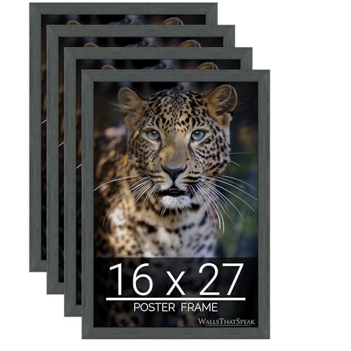 wallsthatspeak 16x27 Slate Gray Picture Frame for Puzzles Posters Photos or Artwork (4-Pack)