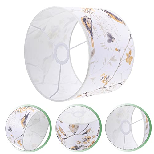 Luxshiny Large Lamp Shade Cloth Lampshade Table Lamp Shade Barrel Lampshade Light Cover With Flower Bird Leaves Pattern For Bedside Lamp Floor Lamp Touch Lamp White Drum Lamp Shades #TOP1