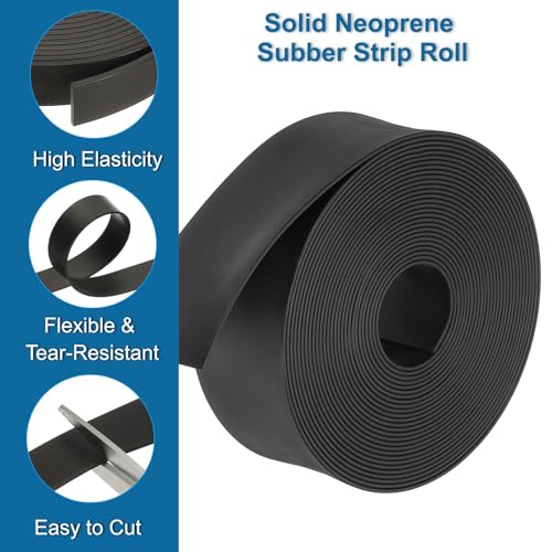 PATIKIL Solid Neoprene Rubber Strips Roll, 16.4 Ft Long x 2" Width x 1/16" Thick Weather Stripping Sealing Strip Non Adhesive for DIY Gasket, Anti-Slip Pads, Anti-Vibration, Black by PATIKIL - Image 3