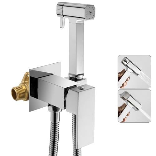 Bidet Handbrause für Toilette Armaturen WC Mit Dual-Modus (Jet/Stream) - Messing Wandhalterung für Waschbecken, Bad, Küche Mit 1.2M Schlauch, Chrom