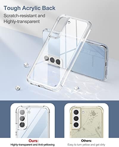 SURITCH Clear Case for Samsung S22Built in Screen Protector360 Full Body Hybrid Protection Hard PC+Soft TPU Rubber Bumper Rugged Case Protector Cover for Samsung Galaxy S22 5G 6.1 inch-Clear