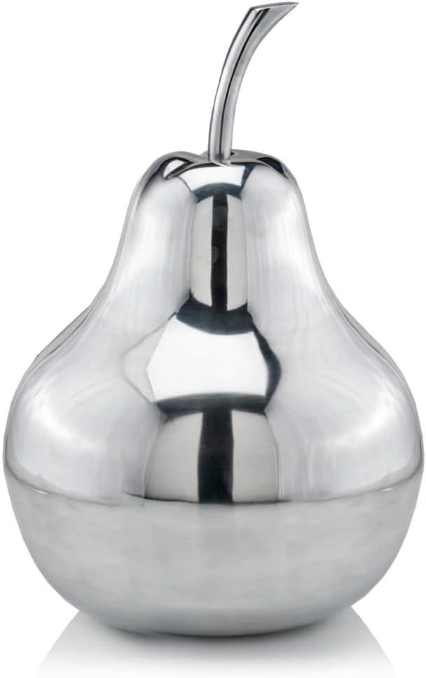 3663 Pera XL Polished Pear, Fruit Decor, Gifts, Tabletop, Silver Home Decor Centerpiece, Room Decor Aesthetic, Office Desk Decor, Silver Pear, Sculpture, 11" L x 11" W x 16.5" H