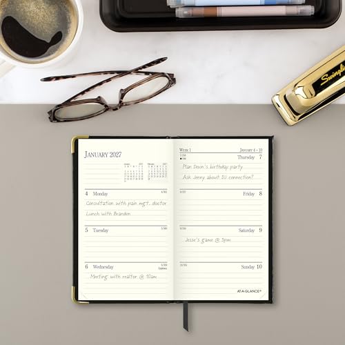 AT-A-GLANCE 2027 Planner, Weekly & Monthly, 3" x 5", Pocket Size Fine Diary, Faux Leather Hardcover, Black (7011110527) by AT-A-GLANCE - Image 2