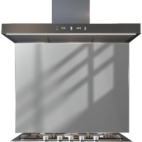 Tempered Glass Kitchen Backsplash Panel – Light Gray Heat-Resistant Stove