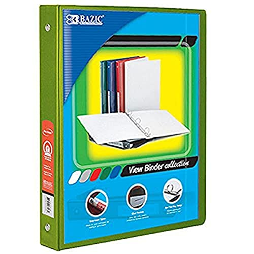 Bazic 1/2" Lime Green 3-Ring View Binder W/ 2-Pockets #TOP21