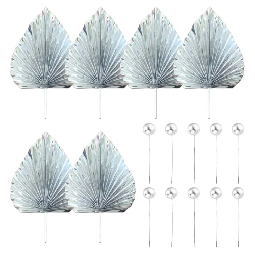 6 Inserts D'Éventail Et 10 Inserts De Boule D'Argent, Inserts De Décoration De Gâteaux,...