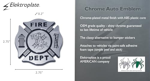 Elektroplate Fire Department Cross Symbol OEM Chrome and Black Emblem for Cars, Trucks, and All Auto | Universal Fit at 2.75" x 2.75" | Weatherproof by Elektroplate - Image 8