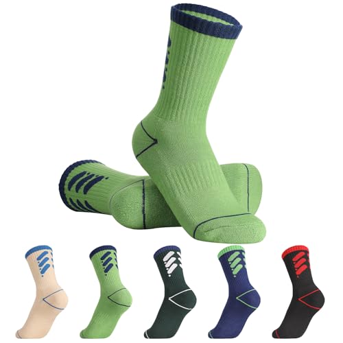 Zuimei - Zuimei 5 Pairs Kids Boys Athletic Sport Trainer Socks, Breathable Running Cotton Crew Socks Junior Sock for Boys Girls Aged 5-12 Daily Running Walking, Size 4-5 - -50%