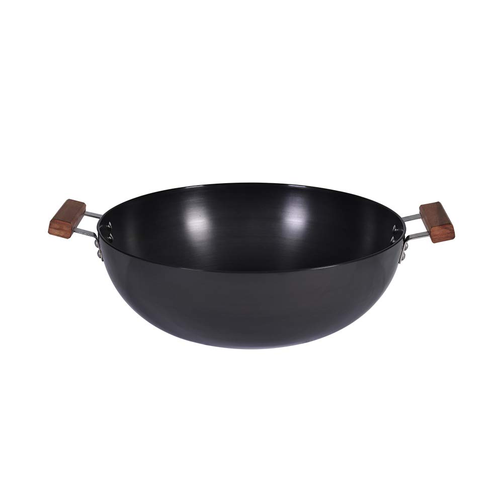 Wonderchef Ebony Aluminium Hard Anodized Deep Kadhai/Kadai with Lid - 30 cm, 6 Litre | Ideal for Sauteeing Veggies, Dal and Curries | Black - Image 3 thumbnail