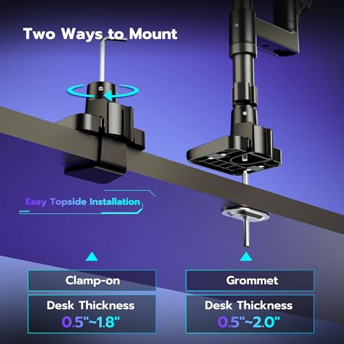 ARES WING Dual Monitor Arm Desk Mount for 17-49 Inch Ultrawide Monitors, Heavy Duty Dual Monitor Mount Holds 44 lbs, Full Motion Gas Spring Vertical Monitor Mount, 75/100 VESA Mount, Black by ARES WING - Image 7