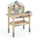 COSTWAY Kinder Werkbank, Montessori Werkzeugbank, Spielwerkbank Holz | Werkbank Kinder mit...