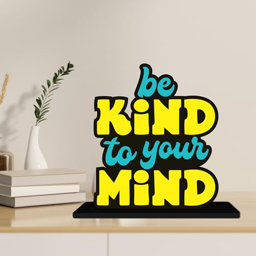 Image of Artvibes Be Kind to Your Mind Inspirational Quotes Table Decor for Office Desk | Home Decoration Items | Living Room | Modern Art Wooden Showpiece Decorative Gift item (SP 1181)