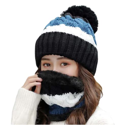 alexvyan Women's Wool, Acrylic Cap (Alexvyan Purple Twist Cap & Scarf_Black_Free Size).-picture-26