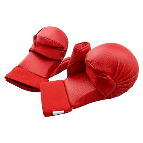 Perfeclan Guanti MMA Guanti da Karate per Proteggere Mani E Polsi, Guantoni da Allenamento da Boxe, Guanti per Fitness, Boxe, Combattimenti Sanda E Allenamenti di Karate, Rosso XS