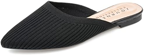 Journee Collection Womens Aniee Mule with Knit Fabric Uppers and Pointed Toe, Black, 9