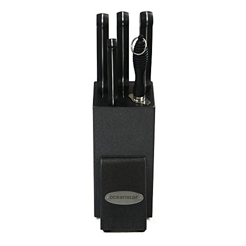 Oceanstar KS1200 Contemporary Knife Set with Block, Elegant Black, 6-Piece