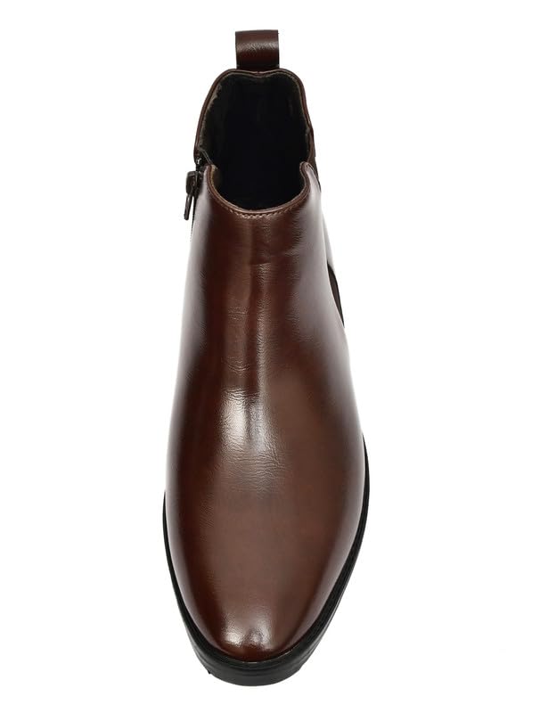 Image of TANN & TRAIL Men Premium Vegan Leather Chelsea Boots Elegant Pointed Toe, Side Zipper, Cushioned Comfort, Sustainable Formal & Semi-Formal Footwear