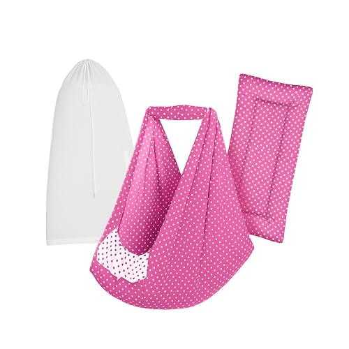 Image of Premium Swing Cradle Set | Hanging Swing Cradle, Removable 5-Layer Padded Bed & Mosquito Net | Up to 15 kg | Dark Pink Dot