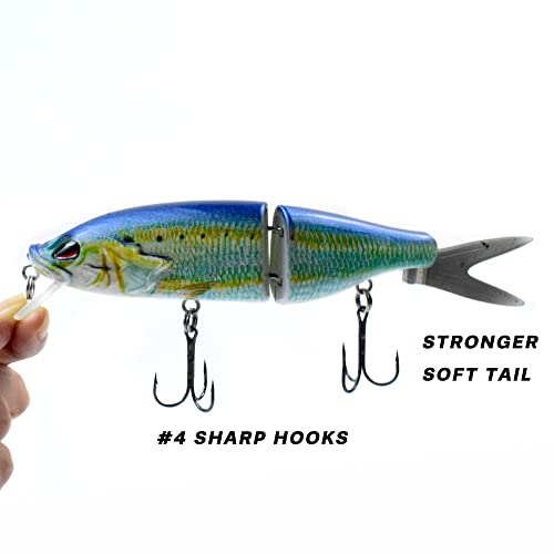 17 センチメートル 51.5 グラムジョイントスイムベイトバス釣りハードボディソフトテールウェイクベイトグライド釣りルアーミノー (Color : CC90-05) 4枚目