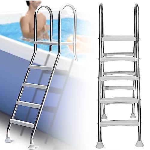Escalera para piscina 4 peldaños 132 cm acero y plástico miniatura 2