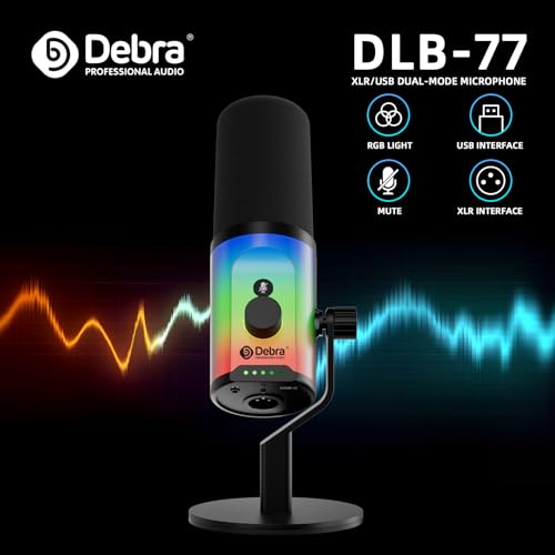 D Debra Micrófono dinámico profesional USB/XLR con iluminación RGB y monitorización de auriculares – 192 kHz/24 bits de calidad de estudio para podcast, streaming y grabación en casa - imagen 2
