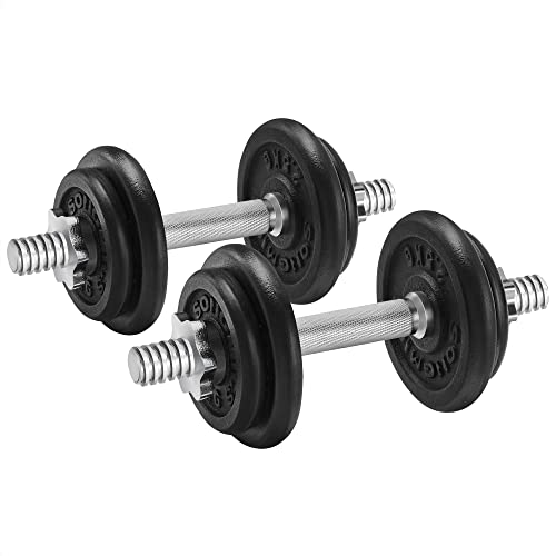 SONGMICS Juego de 2 Mancuernas de Fitness Pesas Hombres Discos de Hierro Fundido 20kg SYL20T