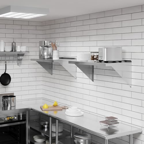 Image of AmGood 18 inch x 30 inch Stainless Steel Wall Shelf | Appliance & Equipment Metal Shelving | Kitchen, Restaurant, Garage, Laundry, Utility Room | Heavy Duty | Squared Edge | NSF Certified