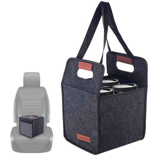 Drink Holder for Sofa Foyego 4 Cup Drink Carrier with Handle, Reusable Insulated Drink Caddy Drink Holder for Car, Folding...