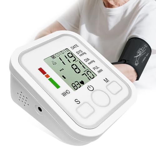 Monitor de presión arterial con memoria de 2 x 99 y puño extra grande (22-32 cm), brazo superior para uso doméstico, pantalla LCD grande