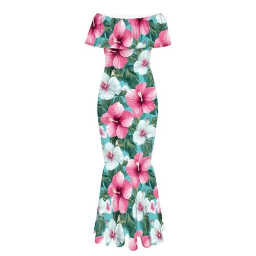 Image of Polynesian Dresses for Women Off Shoulder Maxi Dress Puletasi Samoan Dresses S-7XL