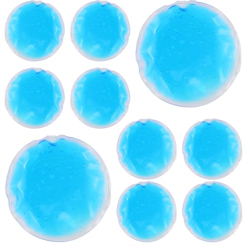 10 Pcs Ice Pack Cold Compress, Reusable, Cooling Pad, Round Gel Ice Pack for Wisdom Teeth, Eyes, Swelling, Pain Relief, Cosmetic(Blue 7cm)