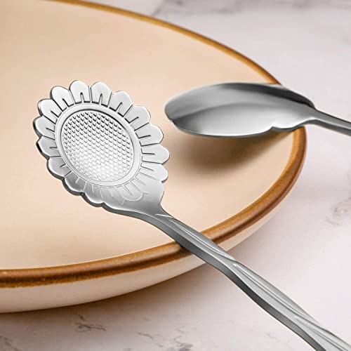 Tempaky 8 peças colher de flor conjunto de colher de chá de café talheres de aço inoxidável criativo