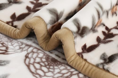 Image of Nestl Korean Mink Blanket King Size - 12 Lbs Velvet Fleece Korean Blanket - 2 Ply Warm & Thick Winter Blanket - Wrinkle & Fade Resistant - 87 x 94 Inches (Beige)