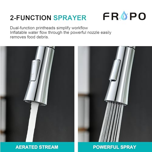 Kitchen Faucet with Pull Down Sprayer, Polished Chrome Kitchen Sink Faucet 1 or 3 Hole, High Arc Single Handle Spot Resist Stainless Steel Kitchen Faucets for Farmhouse Camper Laundry Rv Bar - Image 3