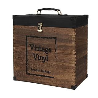 J JACKCUBE DESIGN MK701A Boîte de rangement vintage en bois rustique pour disques vinyles 78 tr/min, 45 tr/min, 33 tr… - Les Beatles, Paul McCartney, John Lennon, RIngo Starr, George Harrison