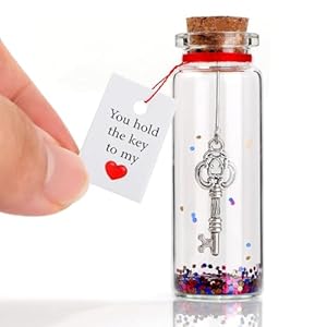 MUNSKT Romantische boodschap in een fles, cadeau voor hem, haar – miniatuur glazen berichtfles met kurk en wenskaart, charmante bruiloft, Valentijnsdag geschenken (een fles)