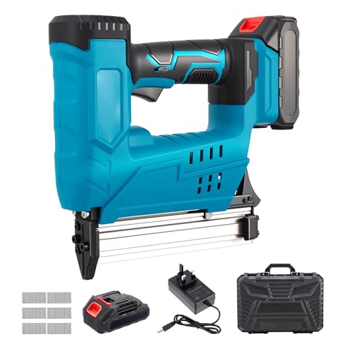 Cordless Nail Gun, 2-in-1 Stapler & Nailer with 500 Nails, 2 Adjustable Modes, Electric Nail Gun with 1.5Ah Battery & Charger, 30mm Heavy Duty Nailer for Furniture Assembly and DIY Woodworking