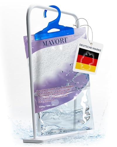 MAVORI 1 St Luftentfeuchter zum Aufhängen I Luftentfeuchter Beutel I Entfeuchter Schrank und Feuchtigkeitsabsorber für Räume gegen Feuchtigkeit und Gerüche I bis zu 500ml Beutel (Lavendelduft)