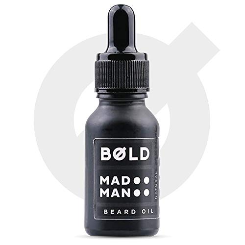 Bold Men, Beard Oil 30ml- Beard Oil, Conditioner and Softener, Natural Essential Oils of Cedarwood and Patchouli (Mad Man)