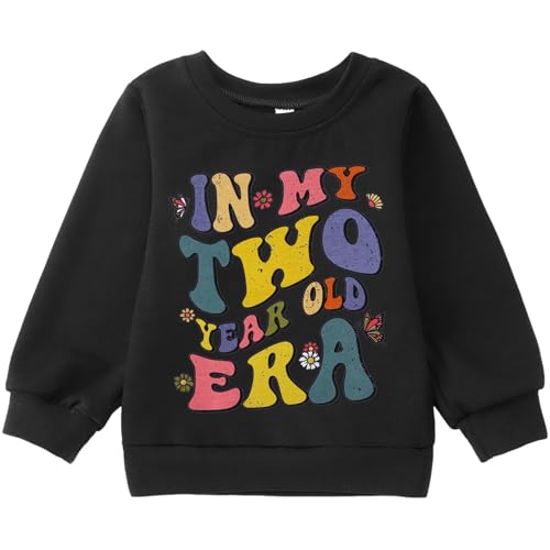 BOUTIKOME - In My One-Five Years Old Era Baby Sweatshirt 1 2 3 4 5 Birthday Party, Black - 2 Years, 2 Jahre