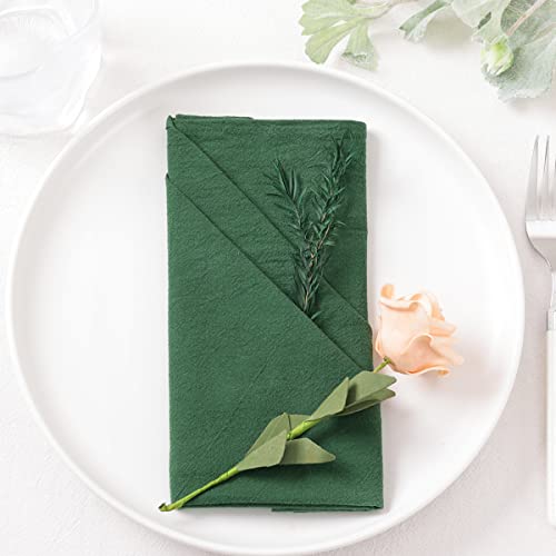 Socomi Cotton Linen Napkins Bulk 17"X17" Stonewashed Cloth Dinner Napkins Rustic Thick Table Napkins For Family Events Parties Wedding Decoration (Set Of 4, Emerald) #TOP1