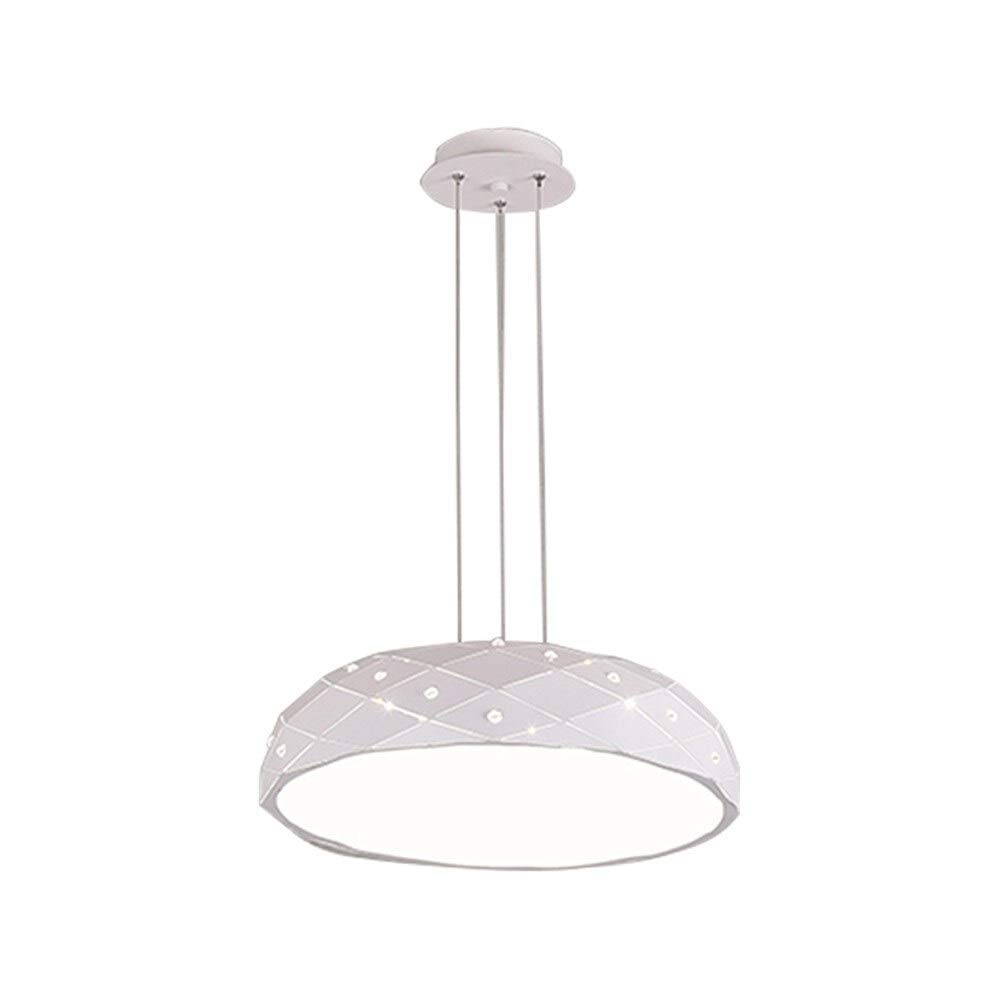 Lustre LED rond en fer blanc et acrylique moderne pour salon