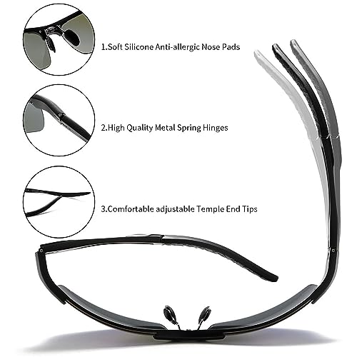 Image of grey jack Al-Mg Sports Polarized Sunglasses Classic Rectangle Half Frame Sun Glasses S8177