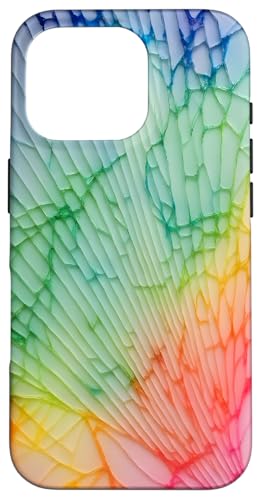 ひび割れガラス レインボーデザイン | カラフル抽象アート スマホケース iPhone 16 Pro 用