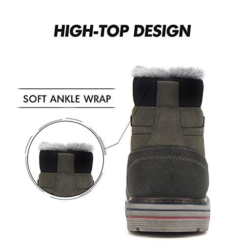 Mishansha Women's Snow Boots Warm Winter Outdoor Non-Slip Water Resistant Running Trekking Men's Hiking Ankle Boots Grey 10.5 Women/8.5 Men #TOP4