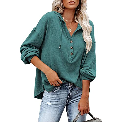 Sweat à capuche de sport pour femme col en V vert haricot taille S