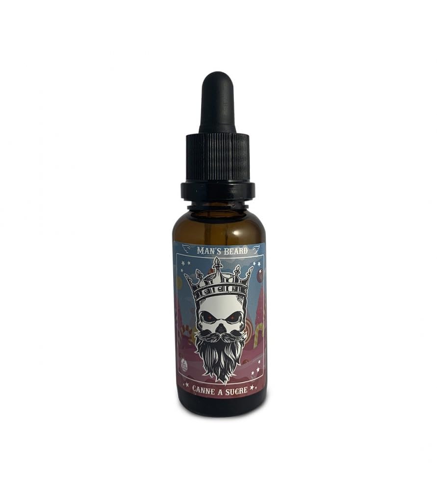 Man's Beard|Huile de barbe|Canne à Sucre |Produit barbe homme hydratant, croissance de la barbe| Pour tous types de barbe homme | 100% Fabrication Française | Ingrédients d'origine naturelle | 30 ml
